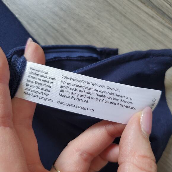 Eileen Fisher Dress Tunic Small Navy Blue Minimalist Knit Casual Layer Travel - Picture 6 of 8